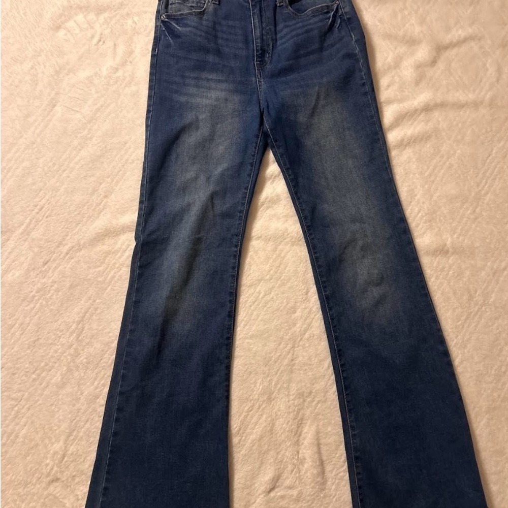 Wax Jean Blue Flare Wide Leg Jeans